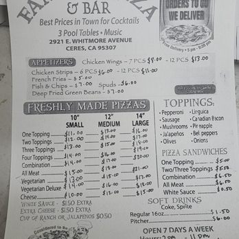 Family Pizza & Cocktail Lounge menu 2