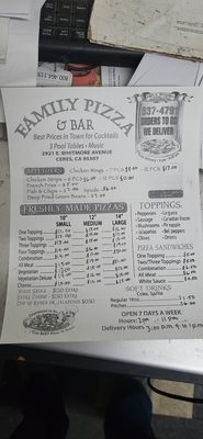 Family Pizza & Cocktail Lounge menu 4